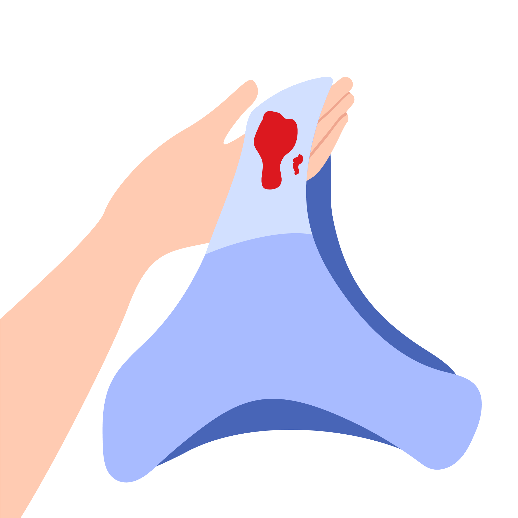 A person holding underwear with blood stain